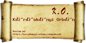 Köröskényi Orbán névjegykártya